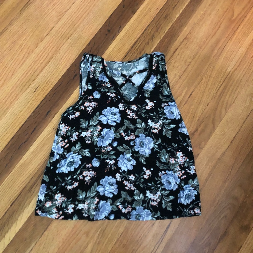 Black flowered tank top
